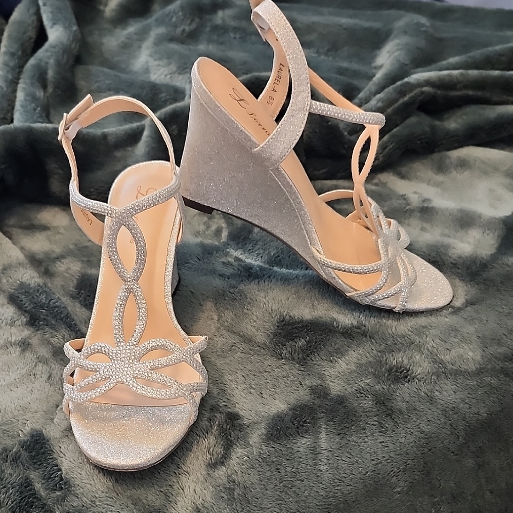 Lauren Lorraine Glittering Silver Wedges